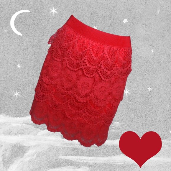 Mini Pencil Skirt Red Lace! for a Special Date - Picture 1 of 8